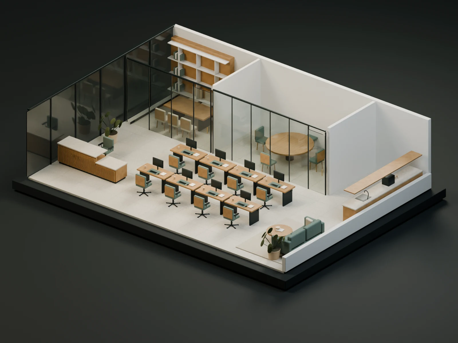 Atelier Workplace — digital interior study.