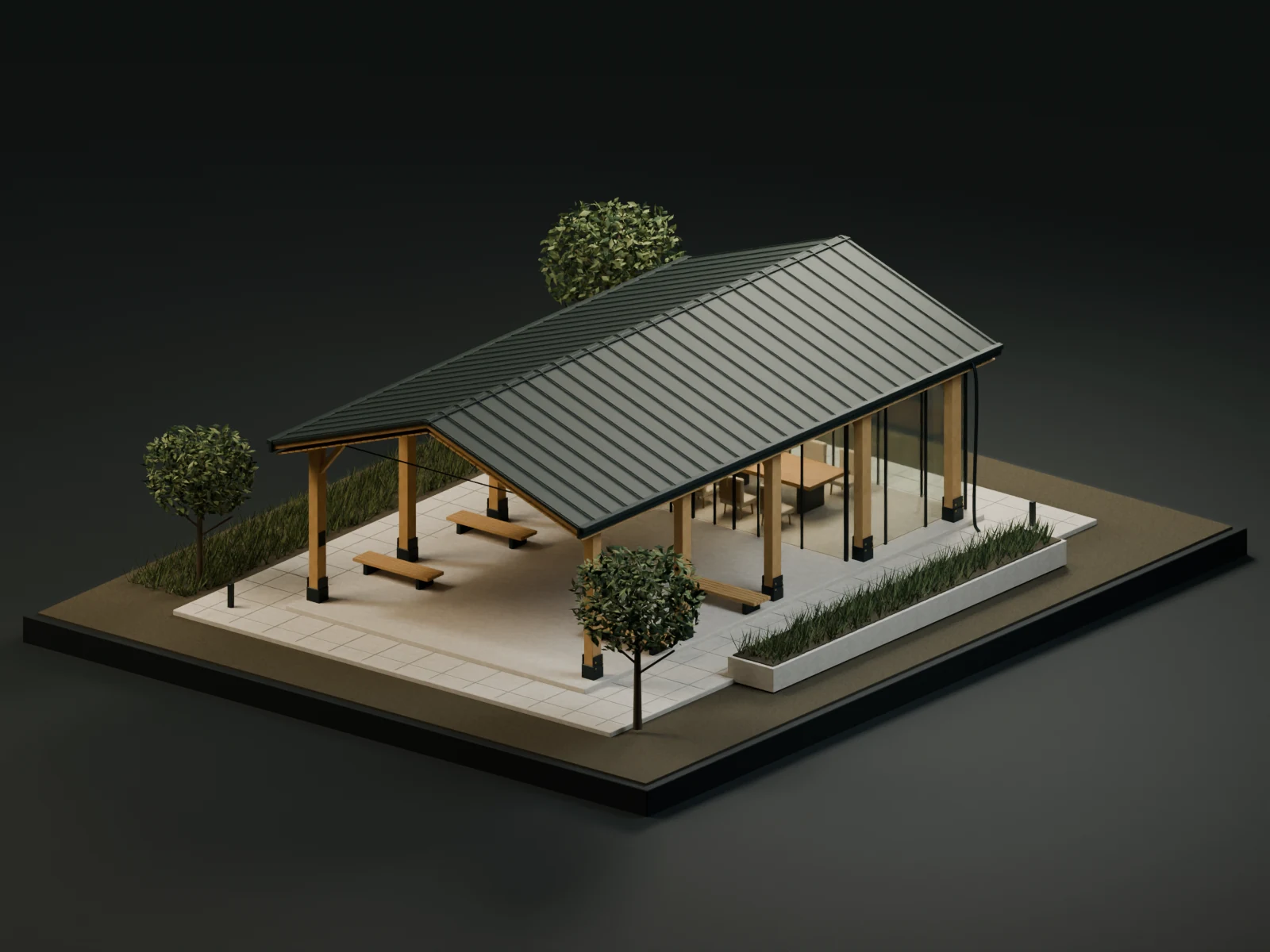 Larch Pavilion — digital timber-architecture study.